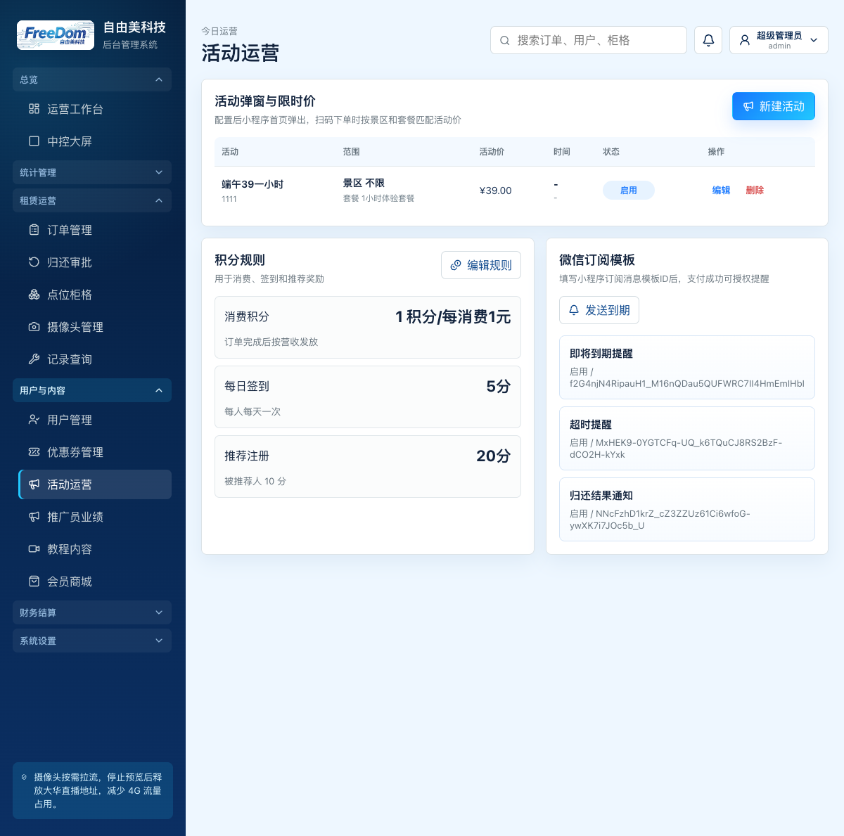 共享设备租赁运营后台